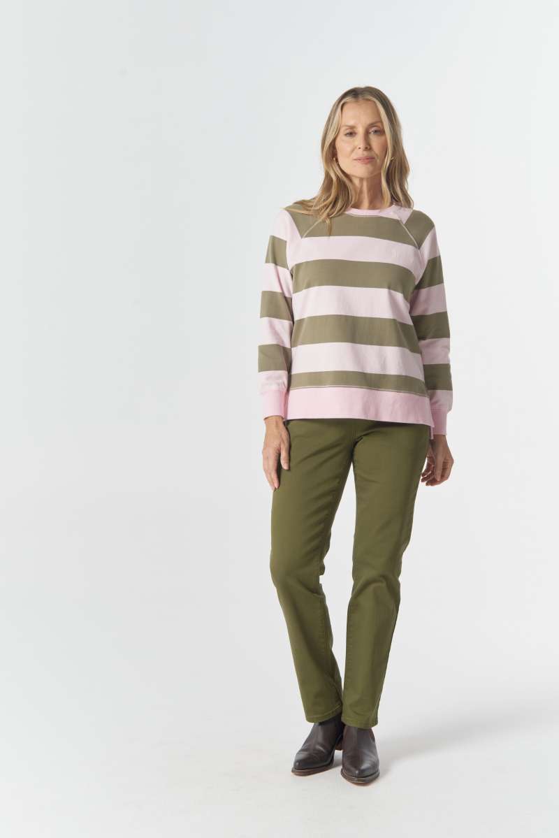 View Goondiwindi Old Favourite Sweater - Pink A Boo/Sage