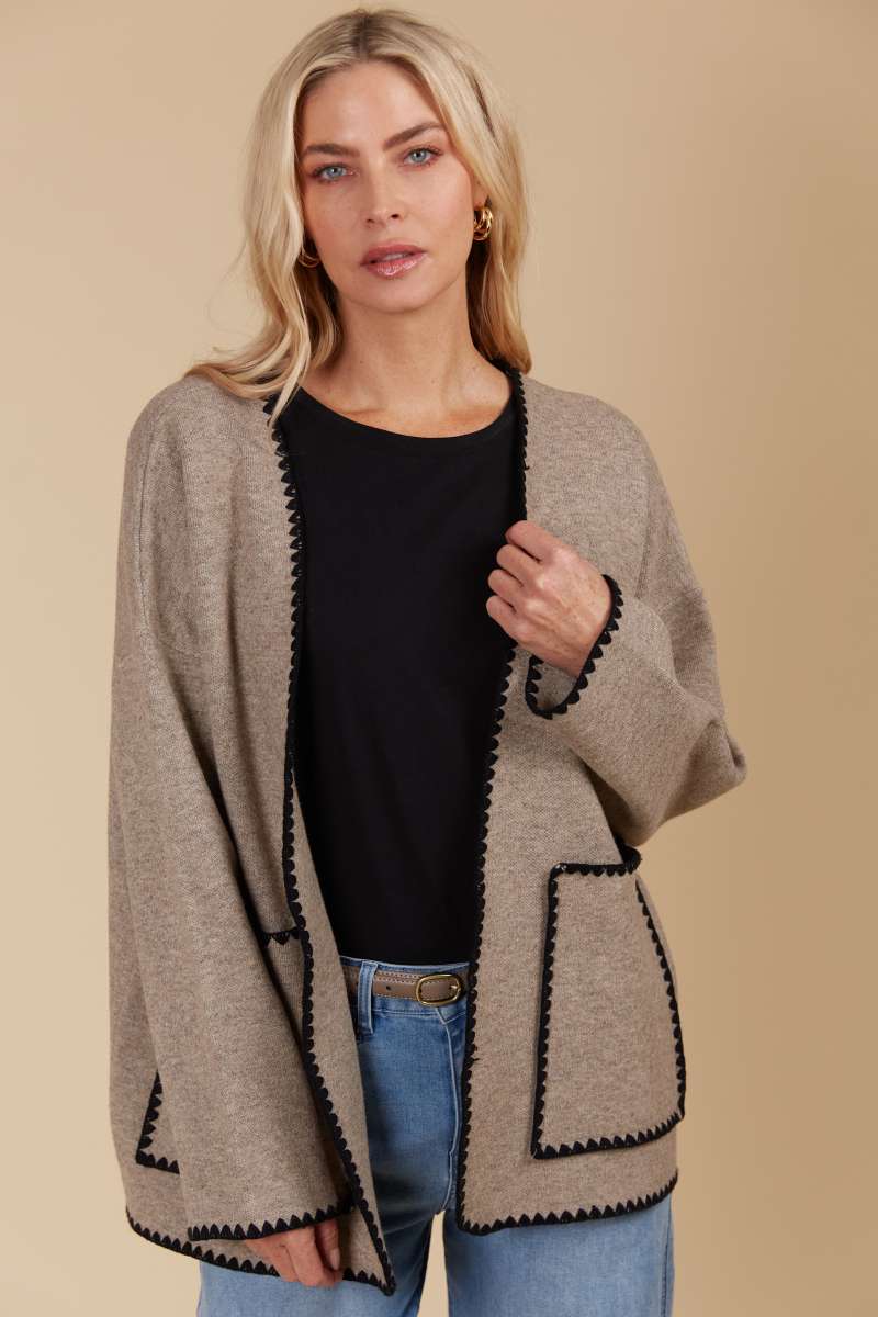 View Isle of Mine Athena Cardigan - Taupe