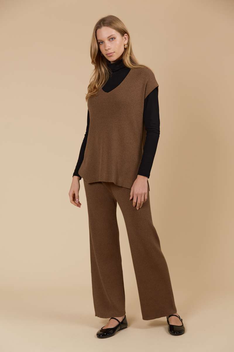 View Isle of Mine Tala Knit Vest - Toffee