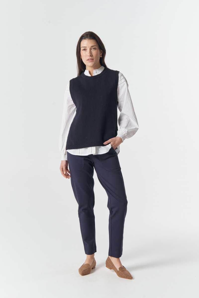 View Goondiwindi Amber Merino Cotton Knit Vest - Dark Navy