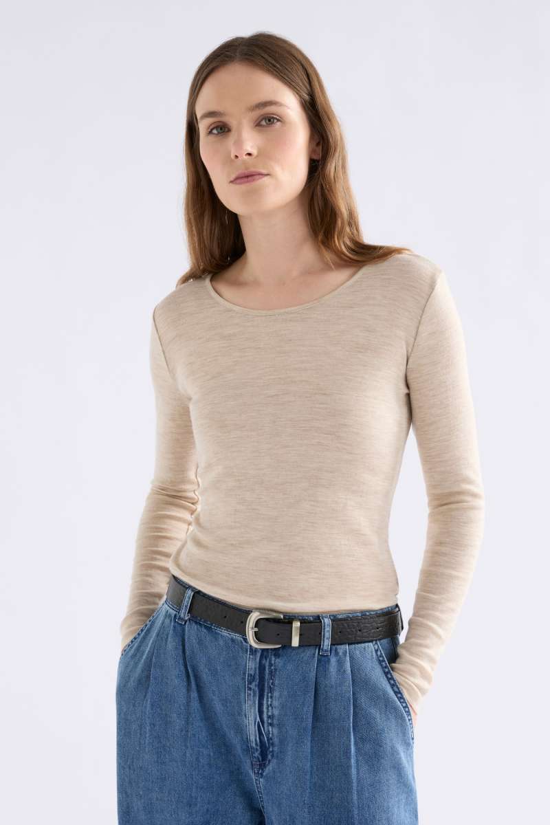 View Elk Merino Long Sleeve Top - Flax