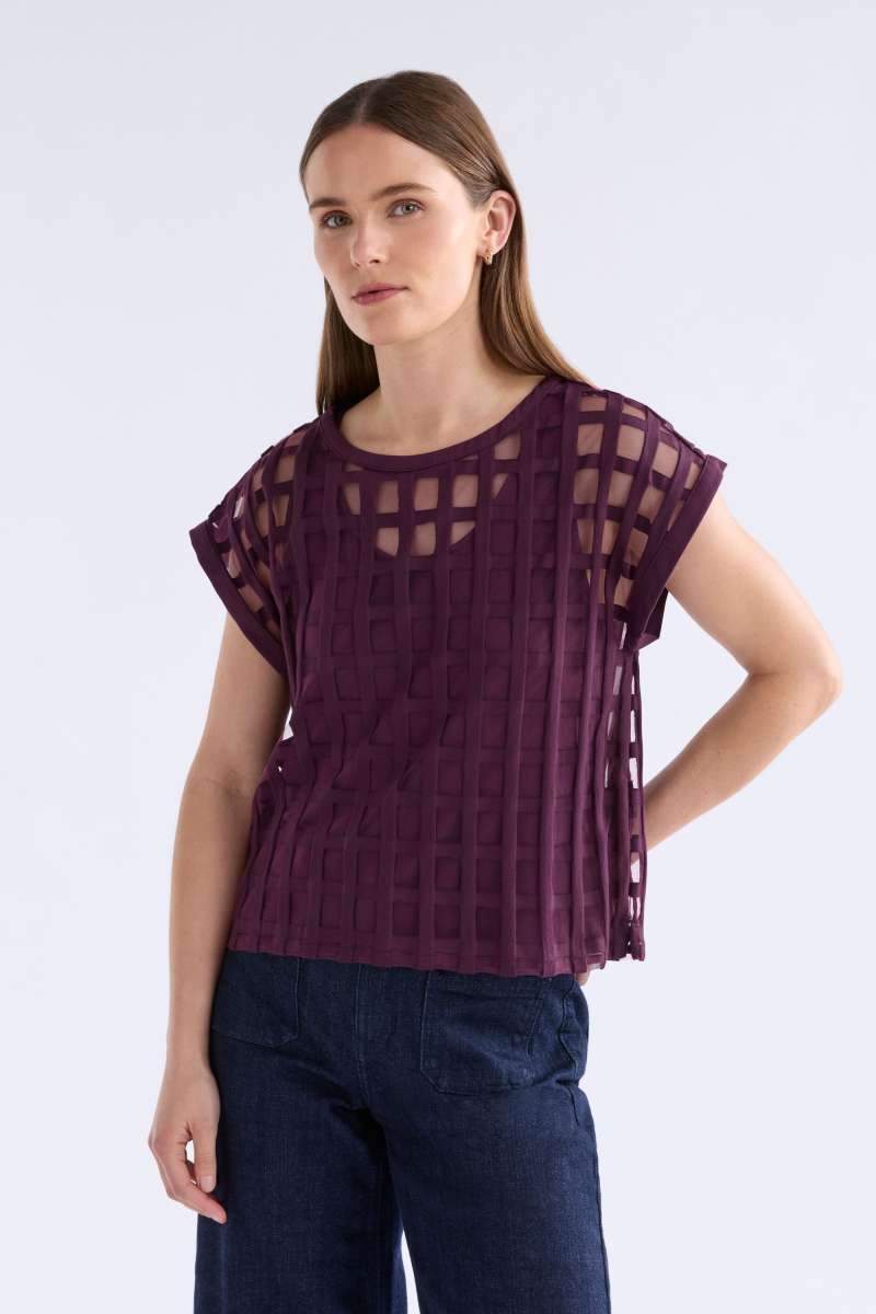 View Elk Grid Burnout Top - Shiraz