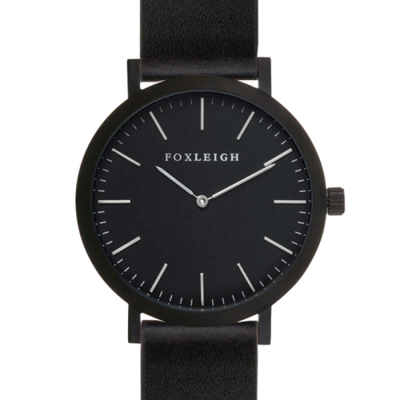 View Foxleigh Black & Black Leather Timepiece