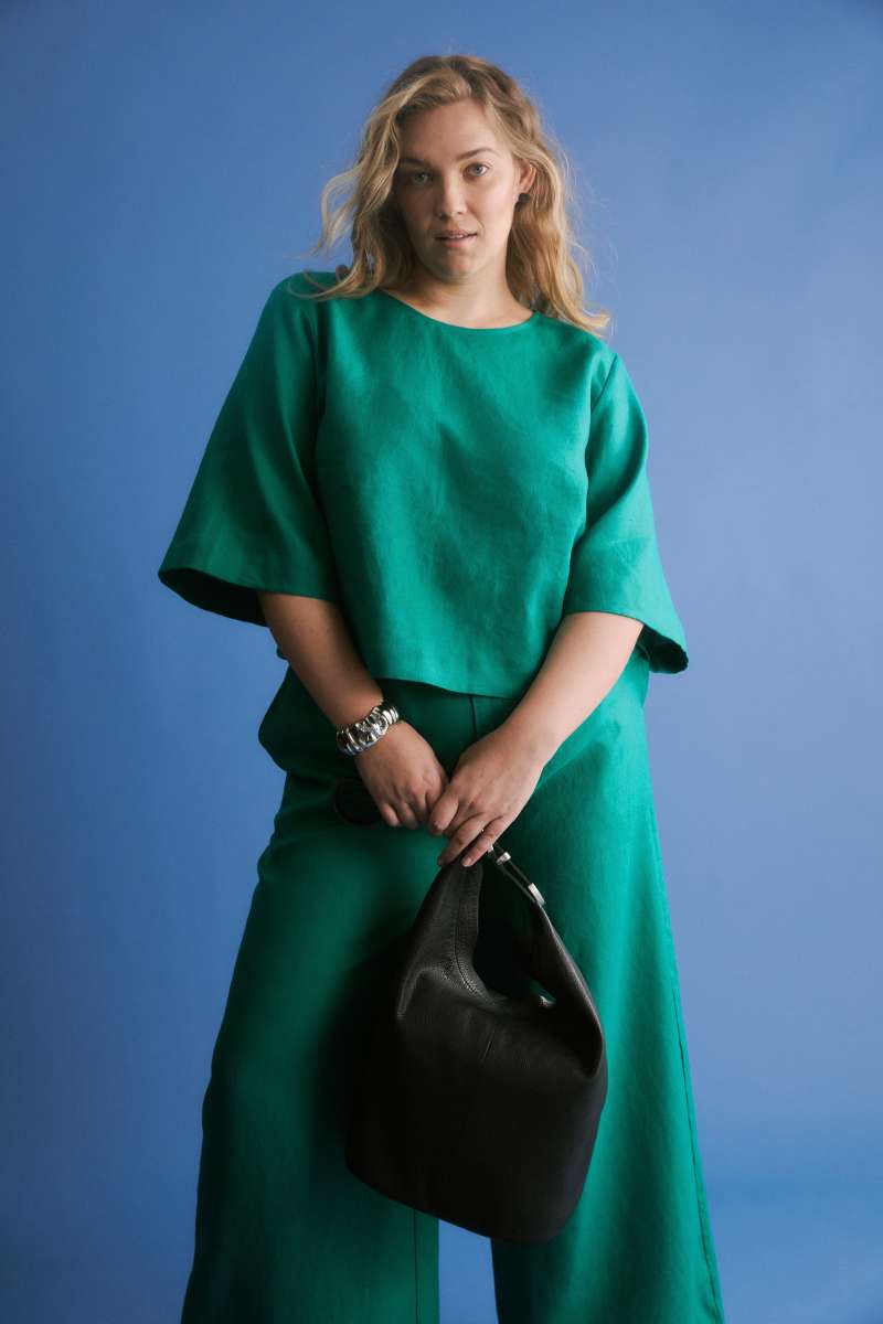 View Elk Llinen Top - Bright Teal