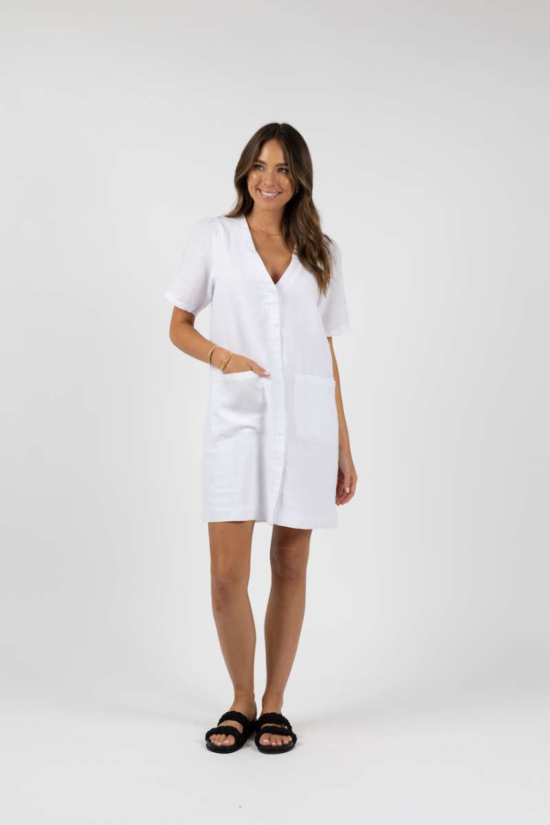 View Humidity Savina Shirt Dress - White