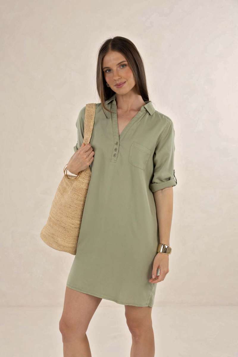 View Humidity Remy Shirt Dress - Khaki