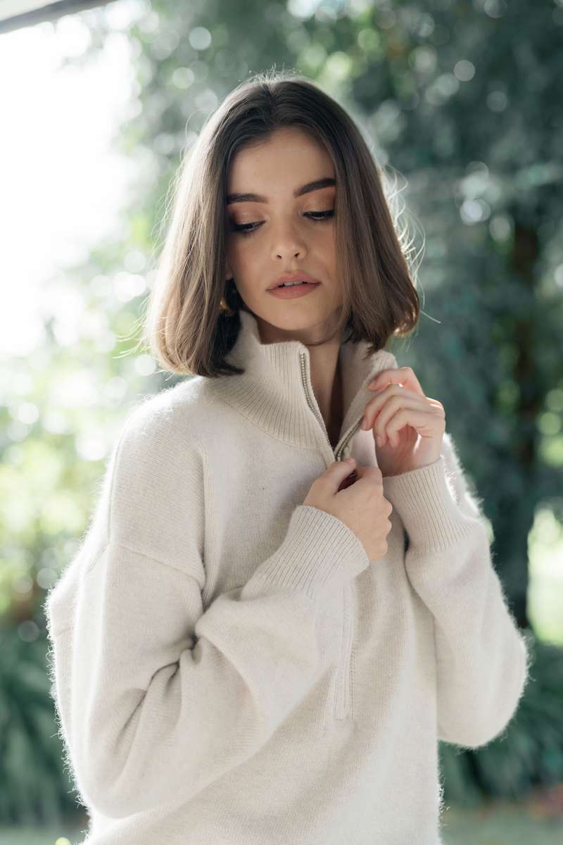View Humidity Knox Zip Sweater - Almond