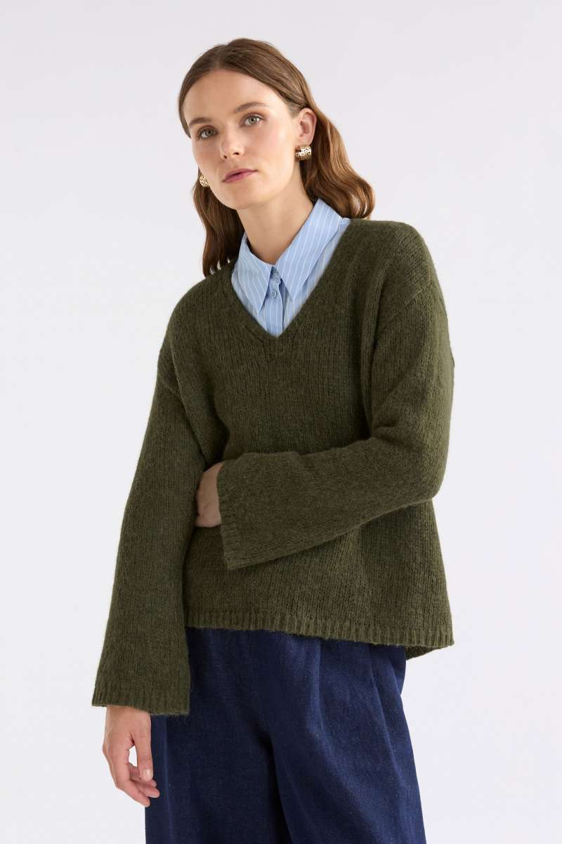 View Elk Anken Sweater - Dark Olive
