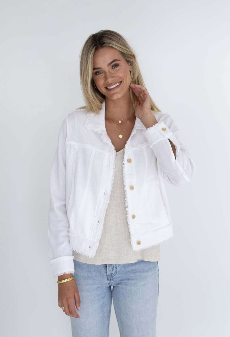 View Humidity Isabella Linen Jacket - White